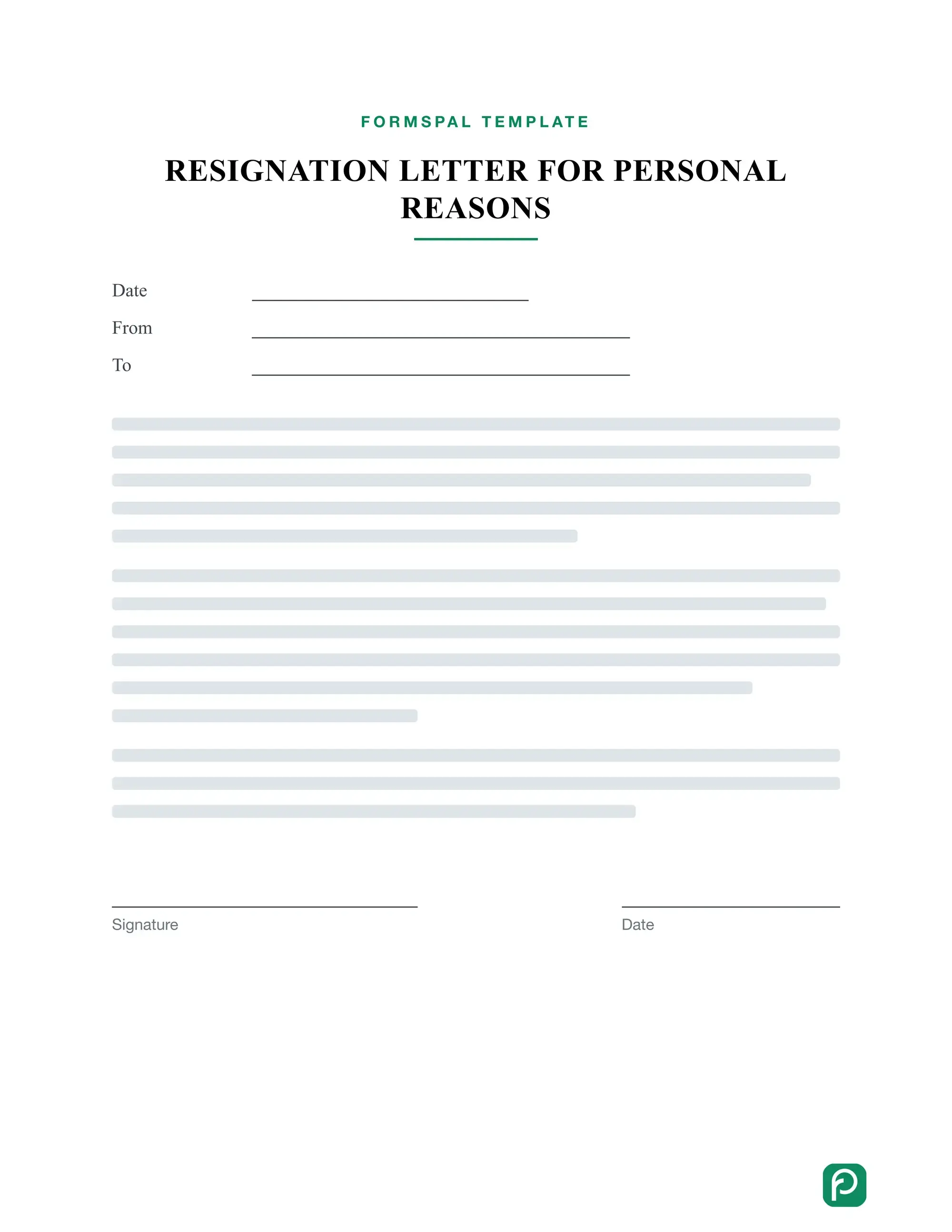 Resignation Letter for Personal Reasons template illustration