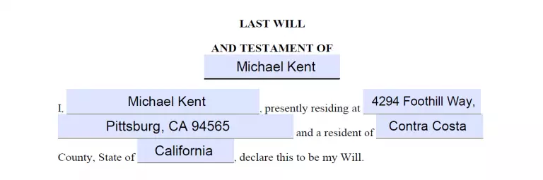 How to Fill Out a Last Will Step 1