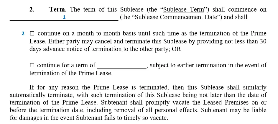 filling out a sublease agreement - step 5