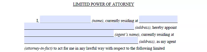 limited power of attorney personal info