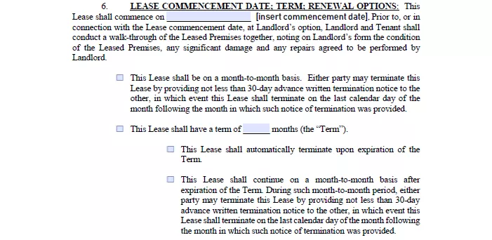 rental agreement rent term