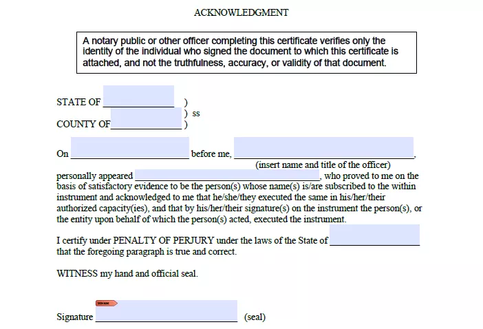 revocation power of attorney notary acknowledgement