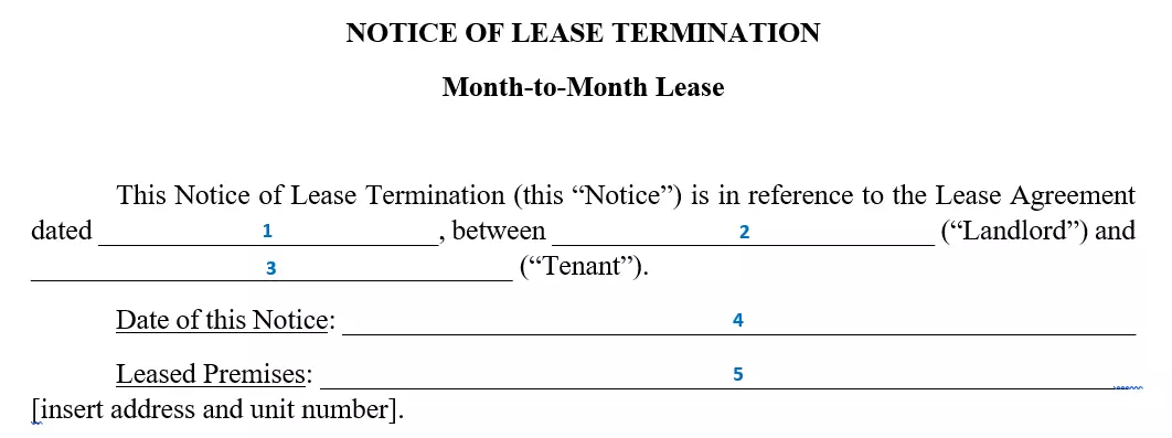 step 2 to filling out a lease termination letter