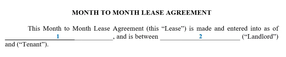 step 2 to filling out a monthly rental agreement