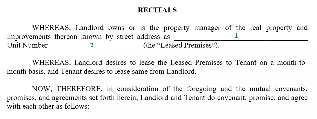 step 3 to filling out a monthly rental agreement
