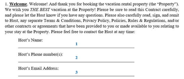 step 3 to filling out a vacation lease agreement