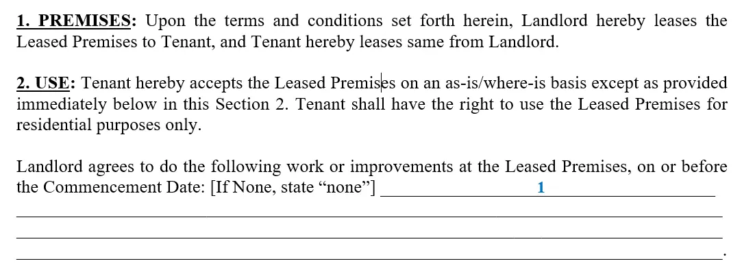 step 4 to filling out a monthly rental agreement