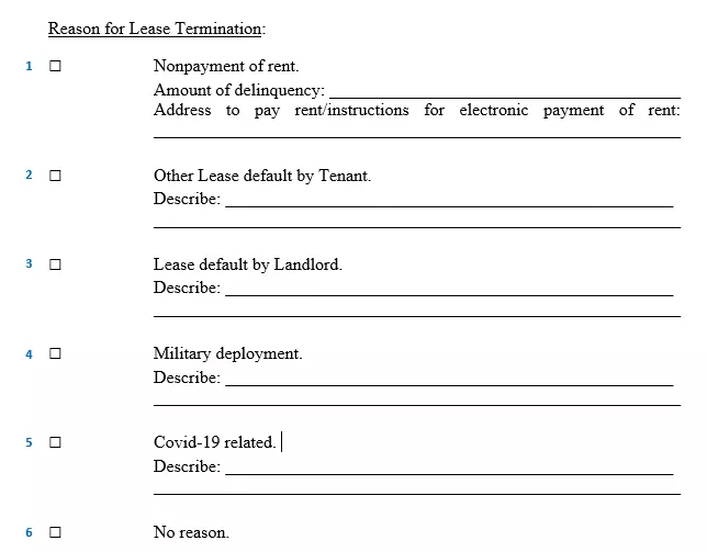 step 6 to filling out a lease termination letter