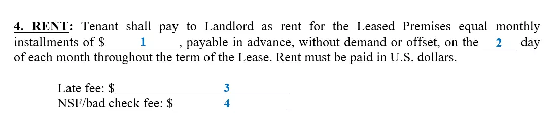 step 6 to filling out a monthly rental agreement