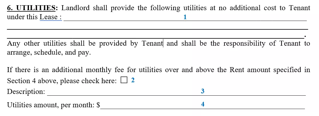 step 8 to filling out a monthly rental agreement