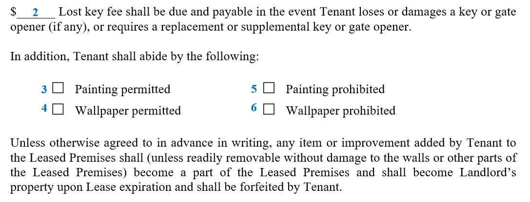 step 9-2 to filling out a monthly rental agreement