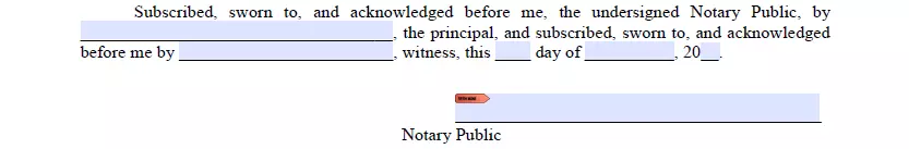 Notarization part of a dpoa template for Arizona
