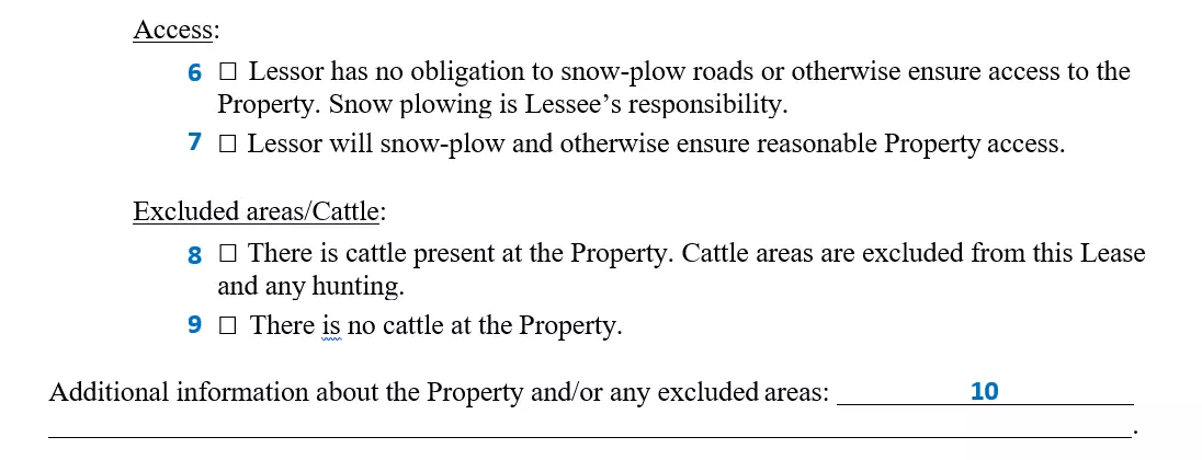 filling out a hunting lease agreement step 3-2