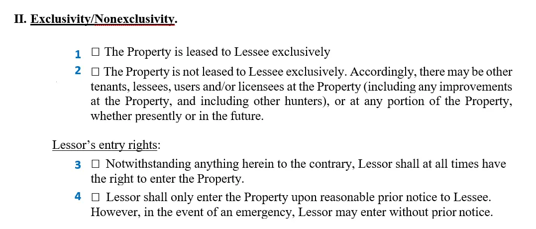 filling out a hunting lease agreement step 4
