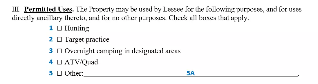 filling out a hunting lease agreement step 5 1