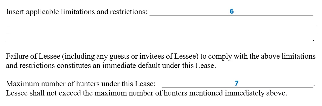 filling out a hunting lease agreement step 5-2