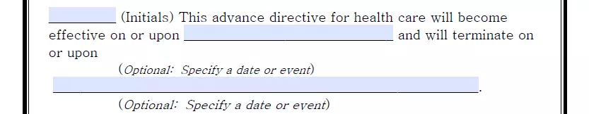 Effectiveness dates adding section of a medical power of attorney form for Georgia
