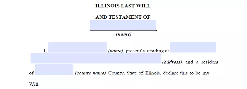 Details indication section of Illinois will and testament