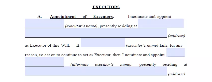 Executor choosing part of last will for Louisiana