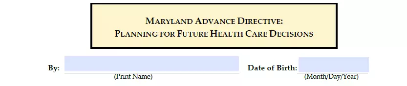 Authorizing principal identification section of Maryland living will form