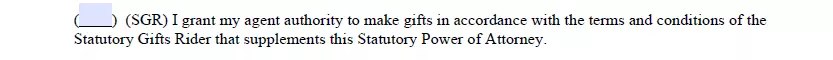 Part for information about gifts rider of New York durable power of attorney