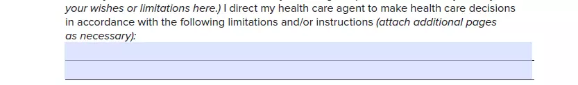 Powers limitation section of a New York medical power of attorney form