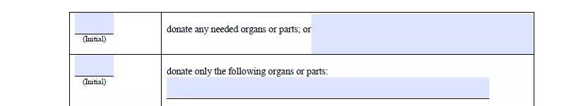 Part for information about organ donation section of North Carolina mpoa form