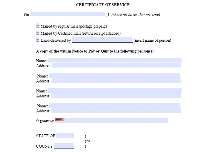 notice-to-pay-or-quit-certificate-of-service