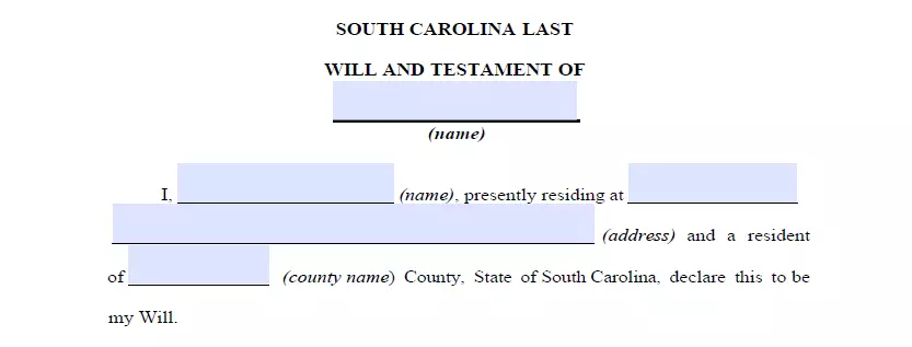 Details indication part of a South Carolina will and testament