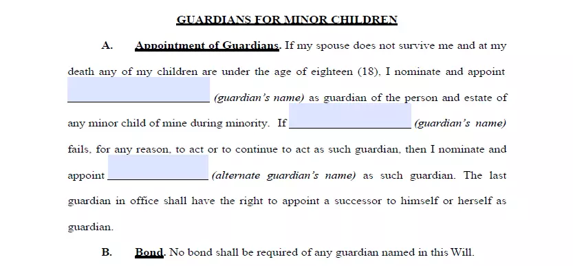 Appointing the guardian part of Tennessee last will form