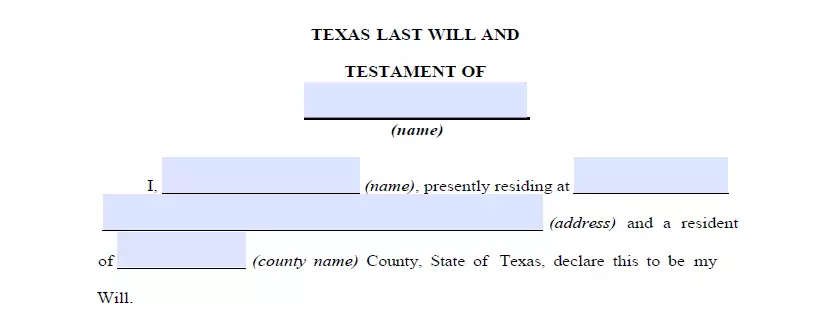 Fillable Texas Last Will And Testament Form Free Formspal