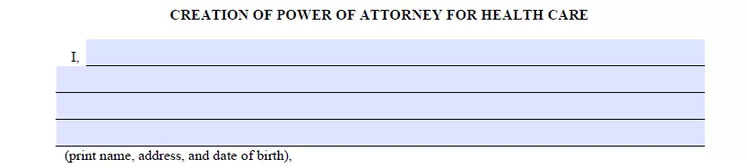 Part for data information of Wisconsin medical power of attorney
