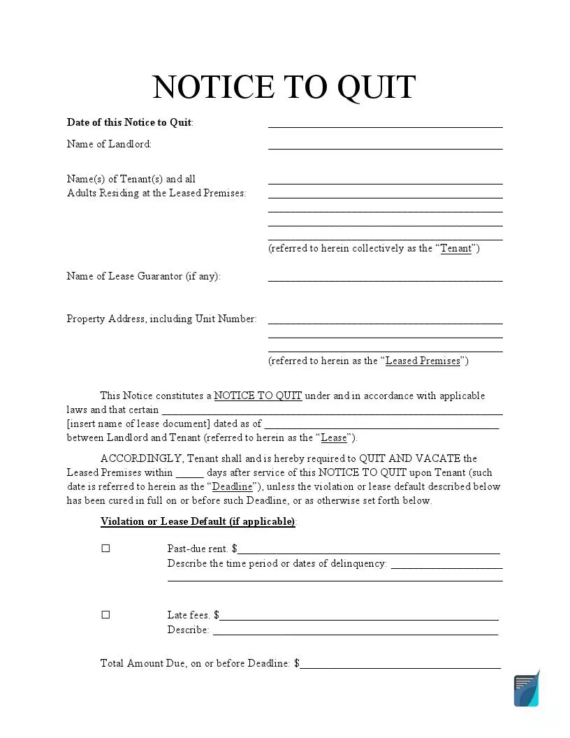 Free Eviction Notice Templates Notice To Vacate Forms