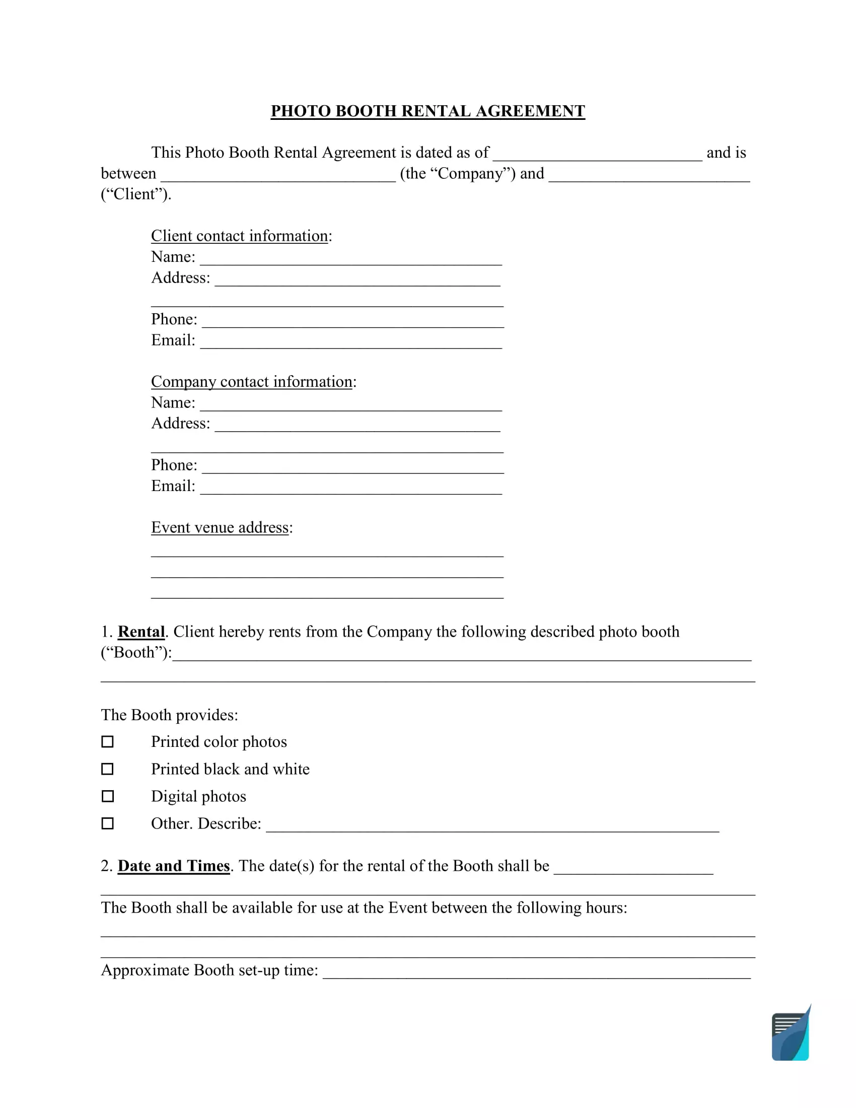 Free Facility Rental Agreement Template