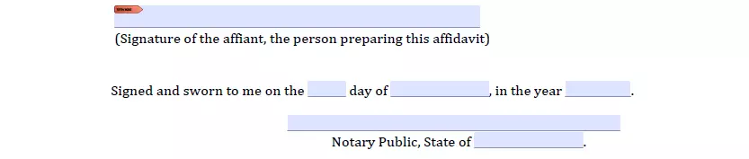 Signing part of estate affidavit form for Alabama