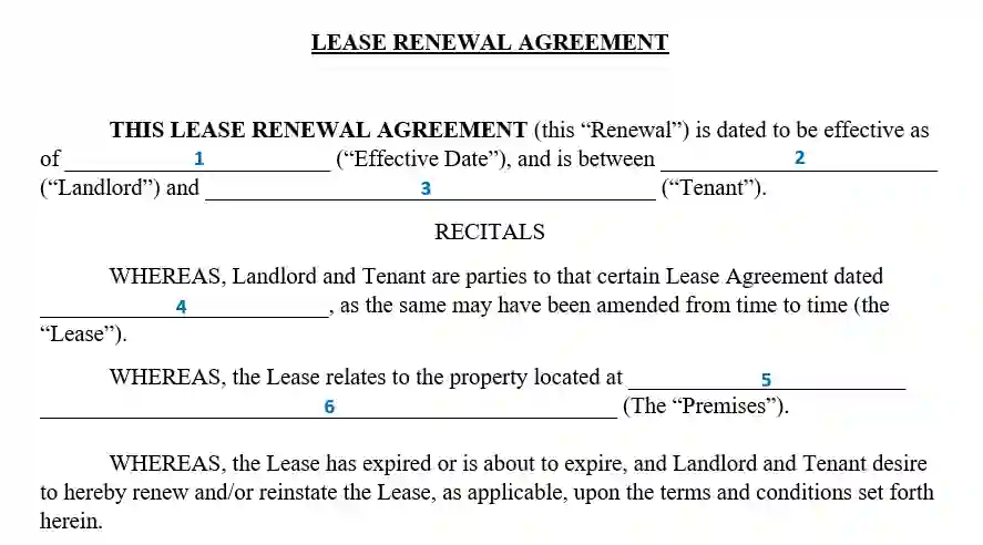 filling out the lease renewal agreement step 1