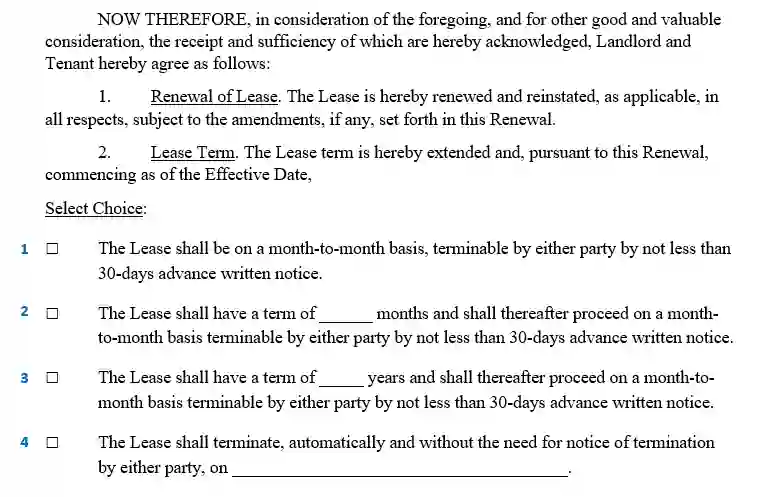 filling out the lease renewal agreement step 2