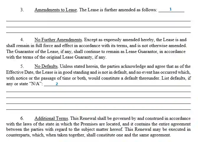 filling out the lease renewal agreement step 3