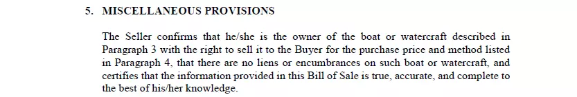 Part for miscellaneous terms of boat bill of sale template for Georgia