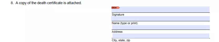 Signing part of a Michigan small estate affidavit form
