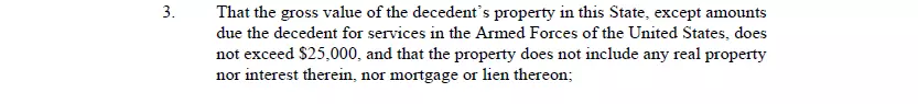 Statements part of a small estate affidavit document for Nevada