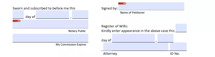 Signing part of a Pennsylvania small estate affidavit document