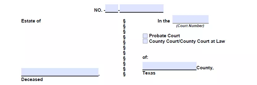 Heading choosing section of Texas small estate affidavit