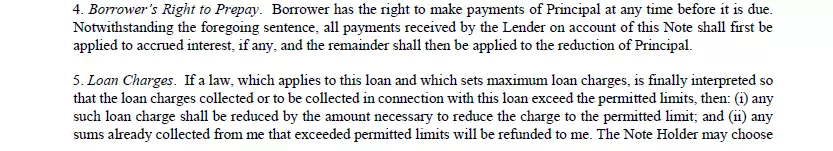 Statements section of a California promissory note form
