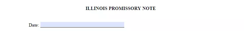 Date indication section of Illinois promissory note template