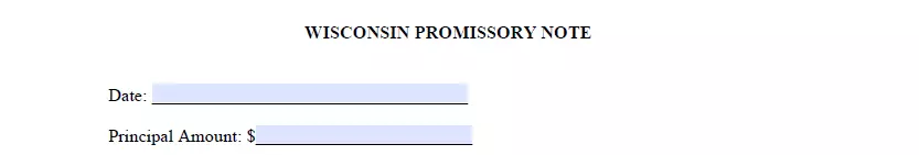 Date indication part of Wisconsin promissory note