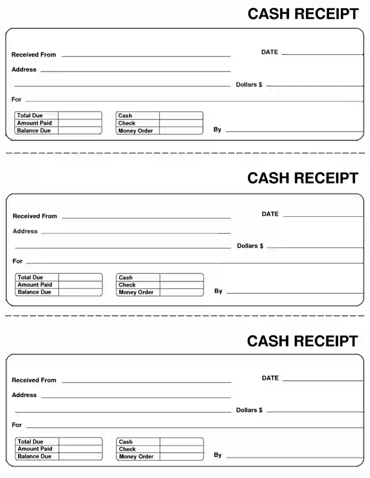 Cash Receipt Fill Out Printable PDF Forms Online