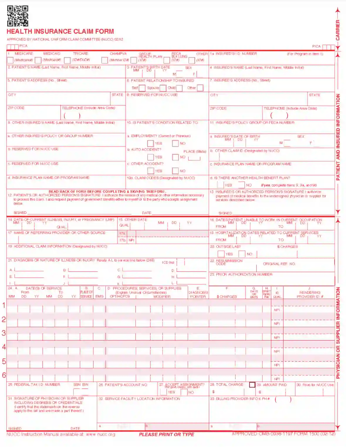 Cms 1500 Printable Form