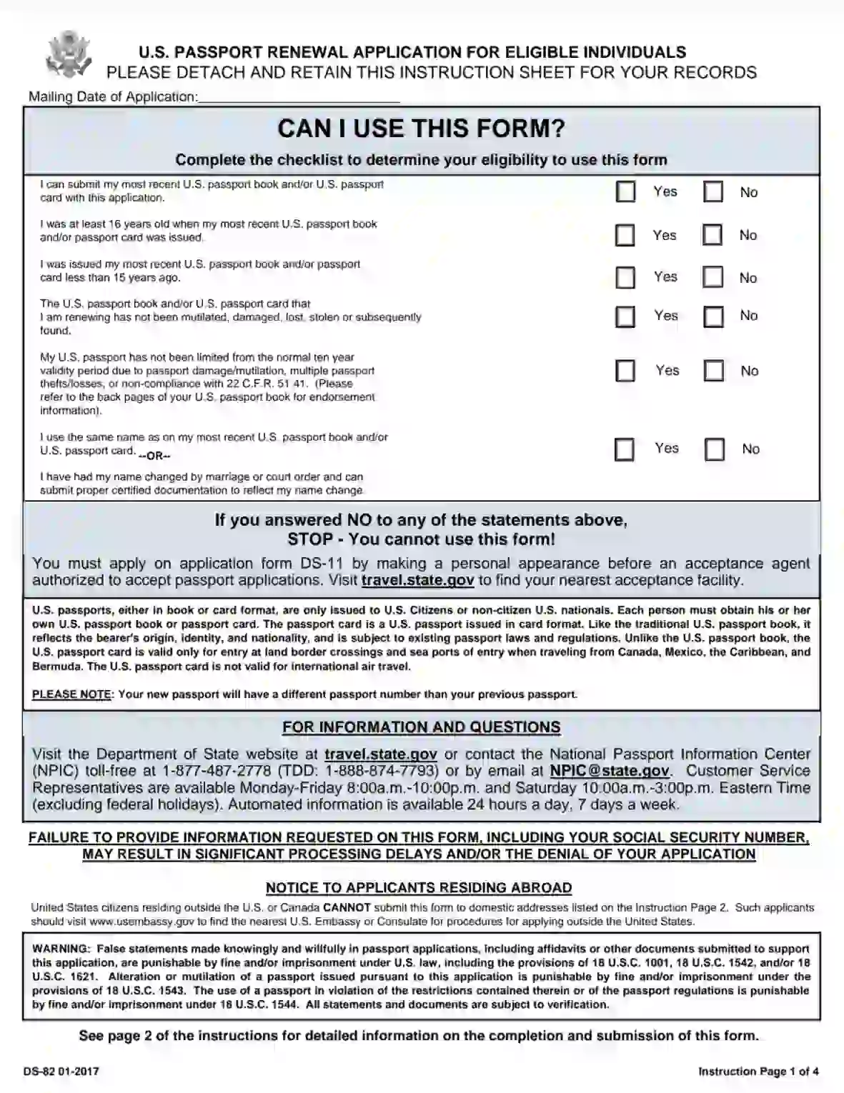 DS82 US Passport Renewal Application ≡ Fill Out PDF Forms Online