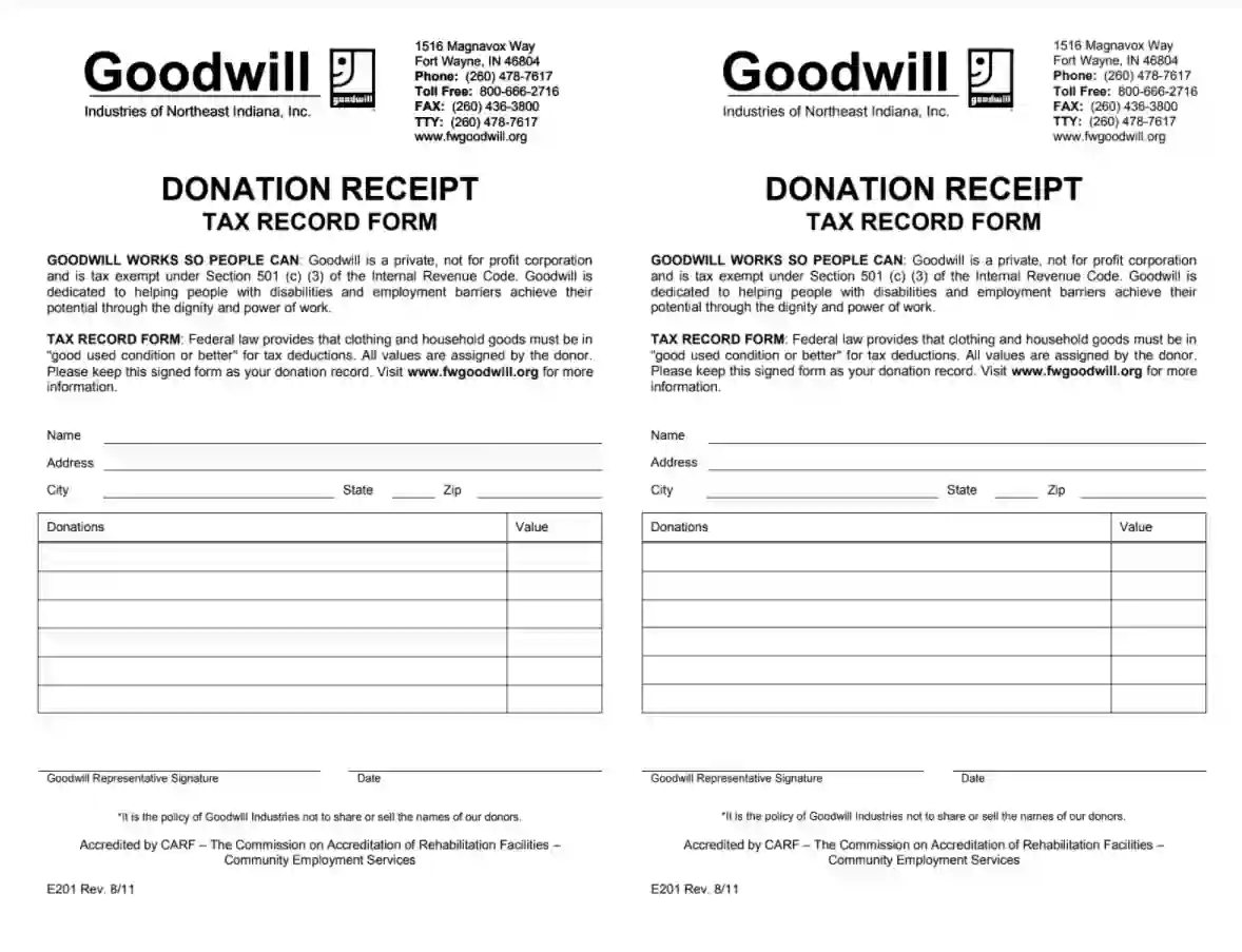 Goodwill Donation Receipt ≡ Fill Out Printable Pdf Forms Online